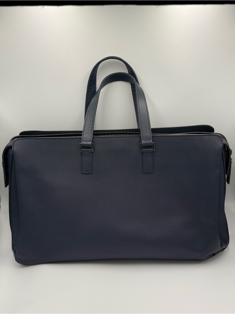 Valentino Garavani Vintage Navy Blue Leather Tote